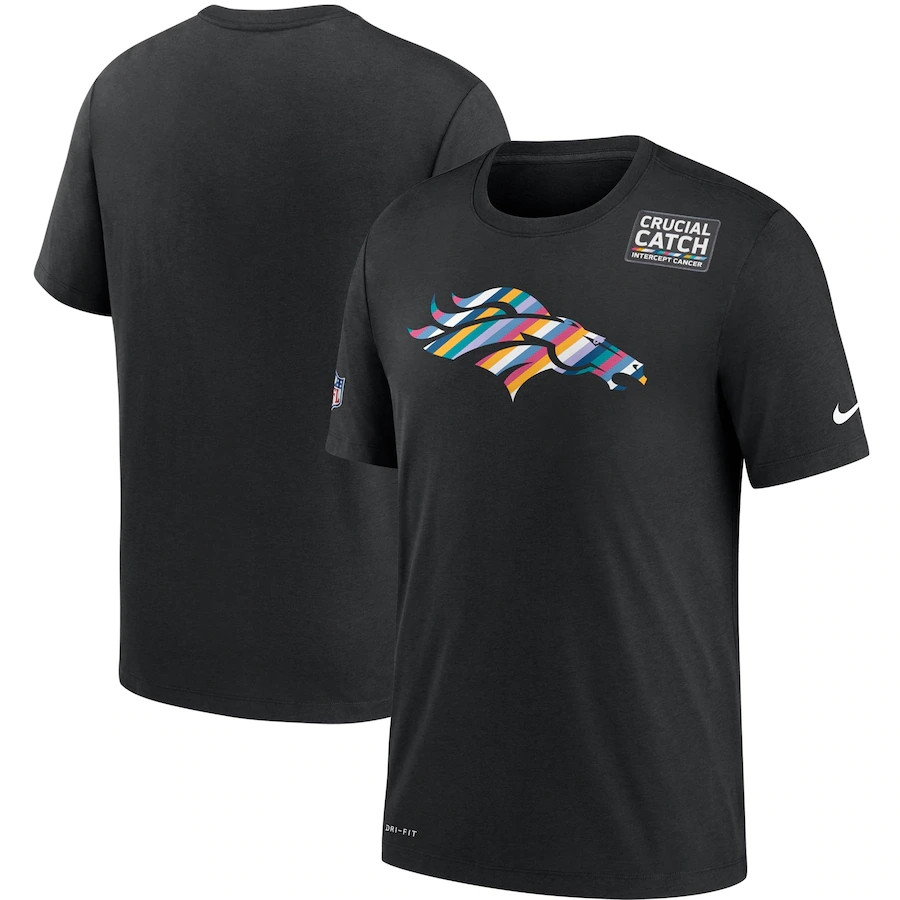 Men's Denver Broncos Black NFL 2020 Sideline Crucial Catch Performance T-Shirt